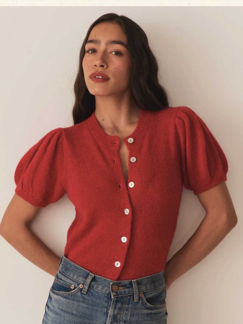 NWT Doen Anisa Cardigan in Cerise